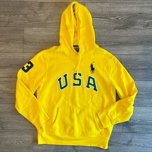 Vintage Polo by Ralph Lauren Men’s USA Embroidered Hoodie Jacket Yellow XL